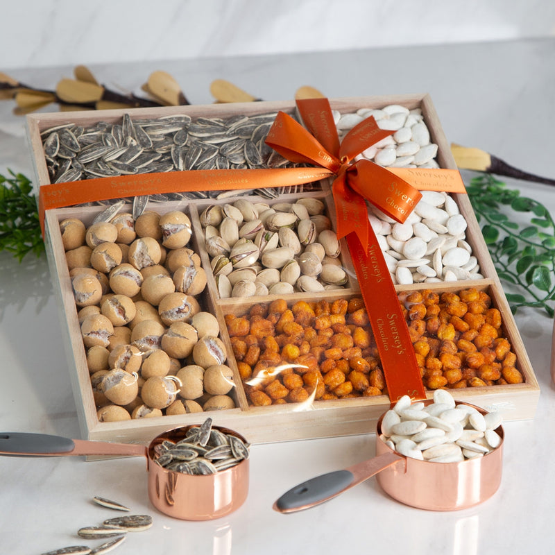 Assorted Elegance Nut & Seed Gourmet Wood Gift Tray - Swerseys