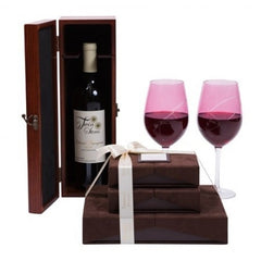 Hanukkah Wine Chocolate Gift With Designer Wine Glasses - Swerseys