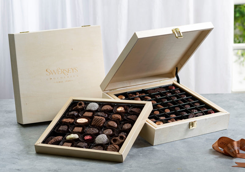 Swerseys Designer Wood 2 Tray Chocolate Gift Box Set