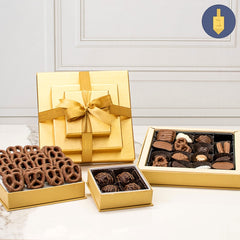 Swerseys Hanukkah Deluxe Gold 3 Tier Chocolate Gift Tower
