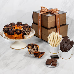 Swerseys Purim Chocolate Babka Cake & Chocolates Gift Leather Book Box