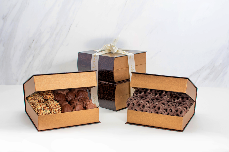 *PAREVE* Grand Indulgence Signature Brown Leather Chocolate Gift Tower