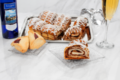 Swerseys Purim Cinnamon Buns on a Silver Gift Tray Included & Wine