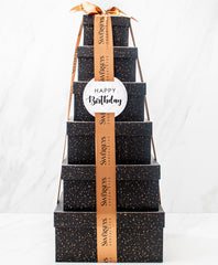 Happy Birthday Grand Indulgence Black Speckled Chocolate Tower - Swerseys