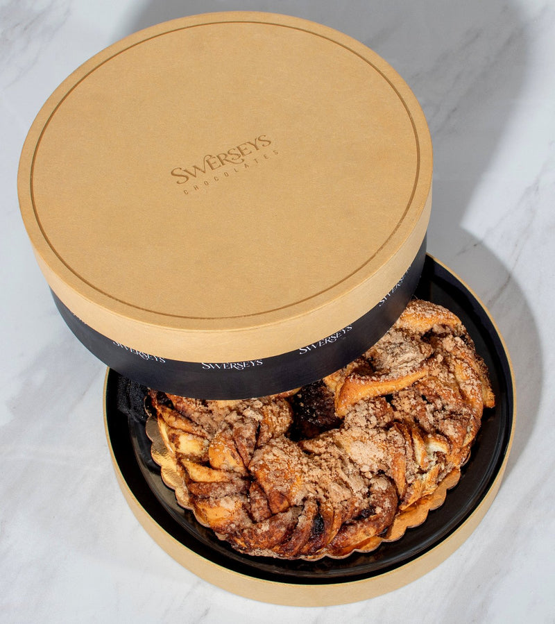 Swerseys Signature Gourmet Low Babka Gold Round Gift Box