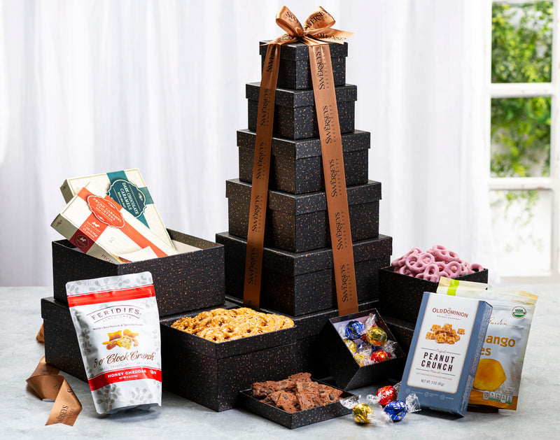 Purim Splendid Regal Black Speckled Gift Tower