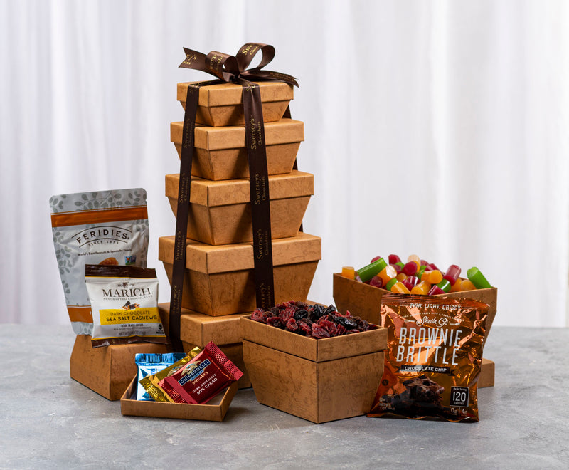 Purim Spectacular 5 Tier Brown Gift Tower