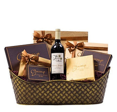 Stylish Elegant Executive Wine Kosher Chocolate Gift Basket - Swerseys Chocolate