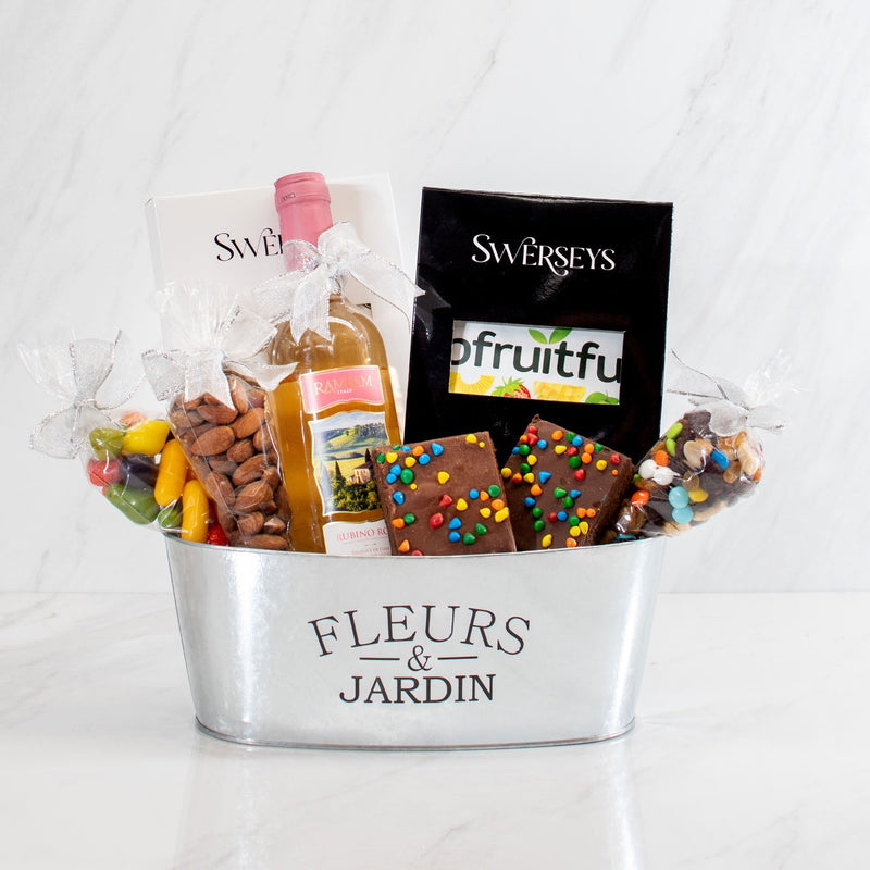 Ultimate Variety Treats & Wine Kosher Gift Basket - Swerseys Chocolate